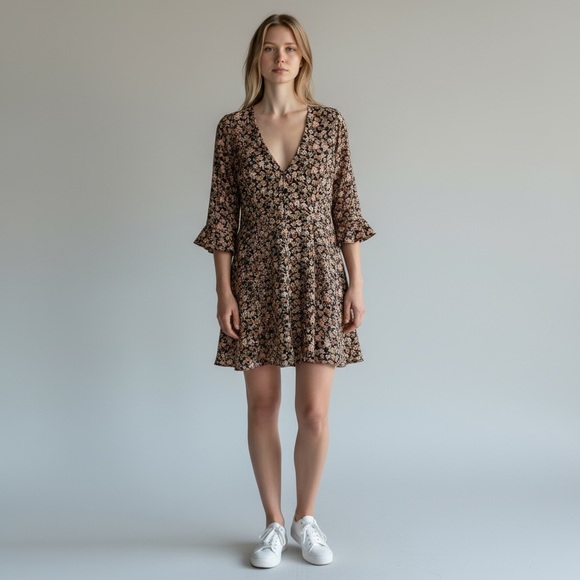 Free People Dresses & Skirts - Vintage Free People Floral Mini Dress – Made in USA (Size Small)